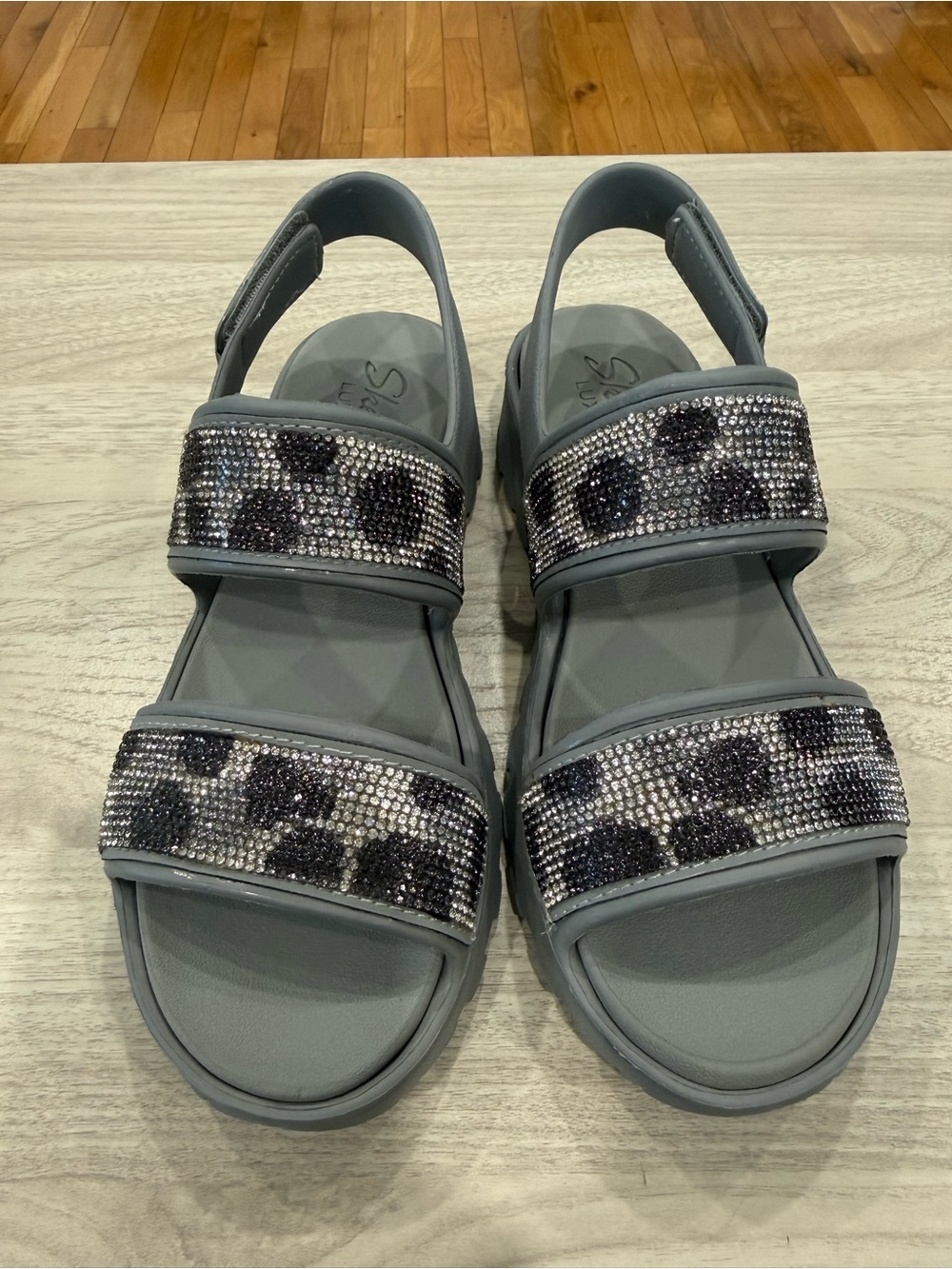 Skechers Jeweled Animal Print Foam Sandals, Size 6
